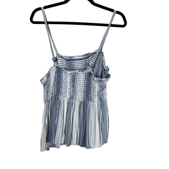 Torrid Top Women 14 Blue Tank White Striped Peplum Retro Boho Western Concert - Picture 8 of 11